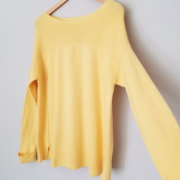 J. Jill Women's S Ribbed-Detail Pullover Sweater Dark Daffodil Yellow Slits $89 - Picture 5 of 16